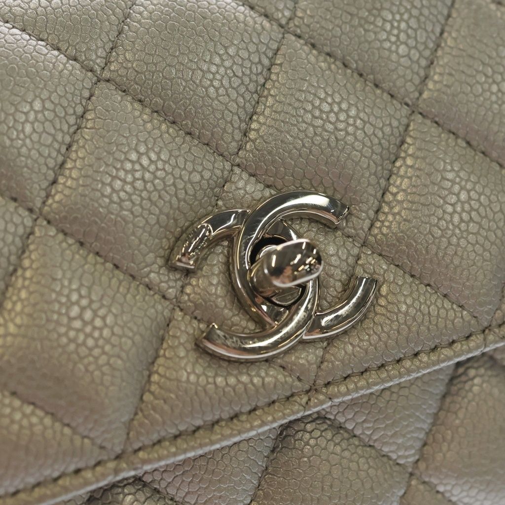 Chanel Herehandle Minimini 2-Way Mini Shoulder Bag Silver Caviar Leather — view 6