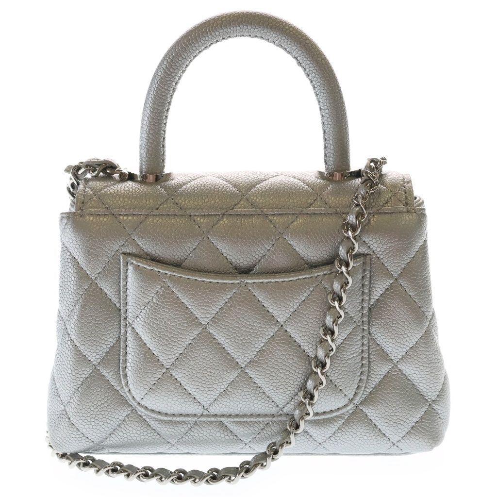 Chanel Herehandle Minimini 2-Way Mini Shoulder Bag Silver Caviar Leather — view 2