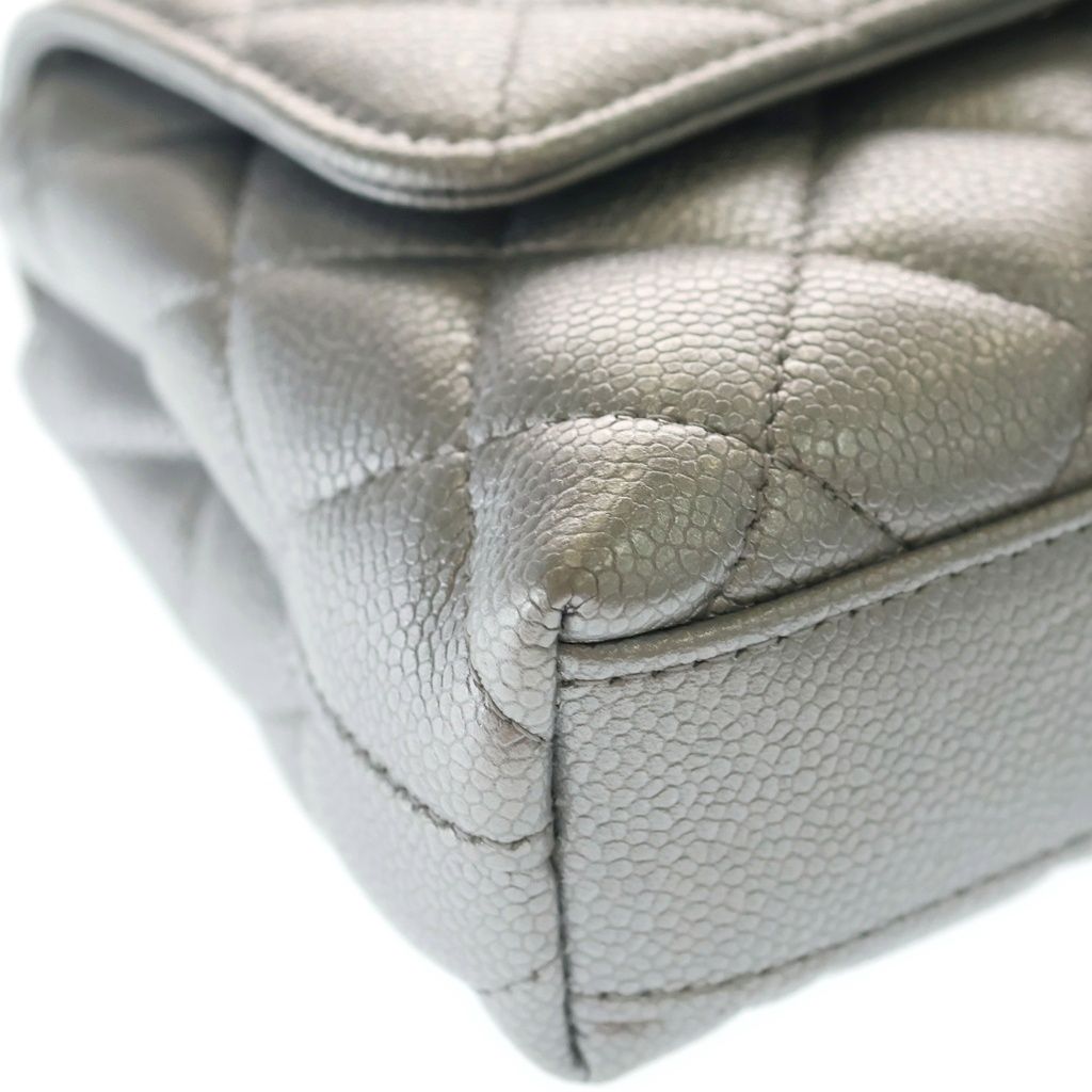 Chanel Herehandle Minimini 2-Way Mini Shoulder Bag Silver Caviar Leather — view 5