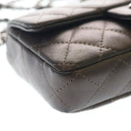 Chanel Quilted Chain Shoulder Mini Bag Metallicbrown Lambskin Silver — view 5