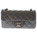 Chanel Quilted Chain Shoulder Mini Bag Metallicbrown Lambskin Silver