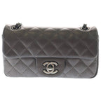 Chanel Quilted Chain Shoulder Mini Bag Metallicbrown Lambskin Silver