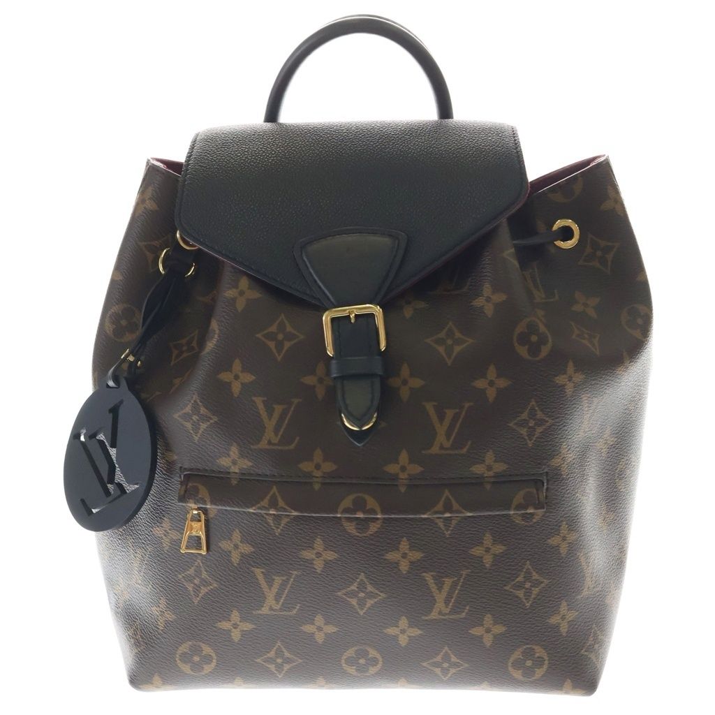 Louis Vuitton Montsouris NM PM Backpack Monogram Black Brown Bordeaux Leather