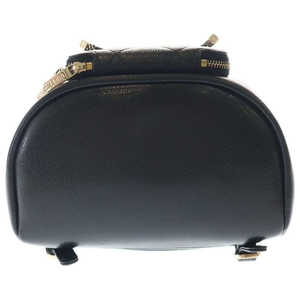 Chanel Quilted Backpack Mini Bag Black Caviar Leather Gold — view 4
