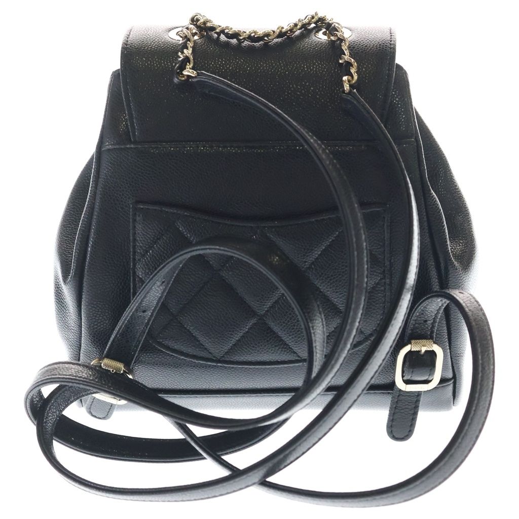 Chanel Quilted Backpack Mini Bag Black Caviar Leather Gold — view 2