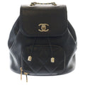 Chanel Quilted Backpack Mini Bag Black Caviar Leather Gold