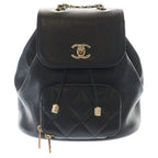 Chanel Quilted Backpack Mini Bag Black Caviar Leather Gold