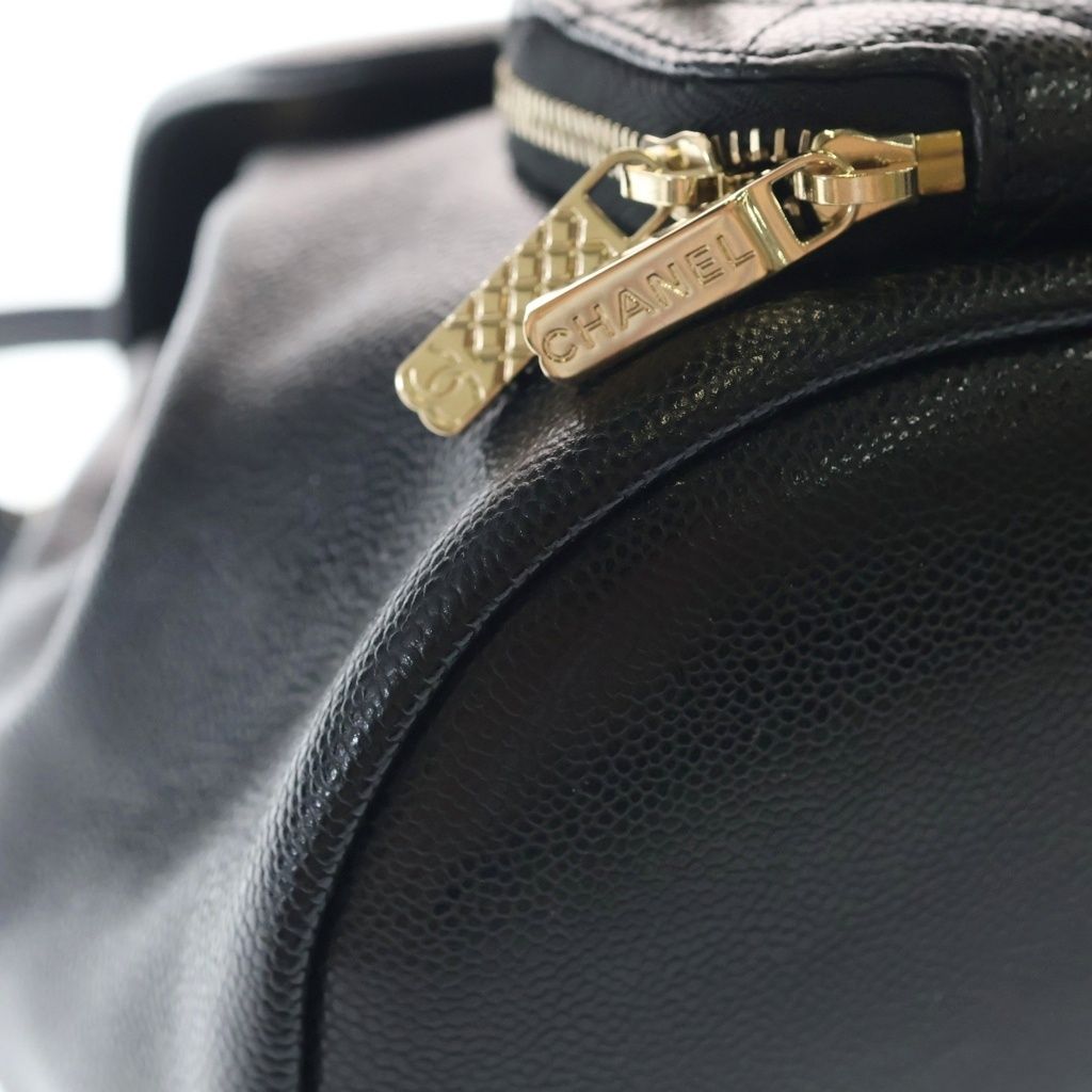 Chanel Quilted Backpack Mini Bag Black Caviar Leather Gold — view 5