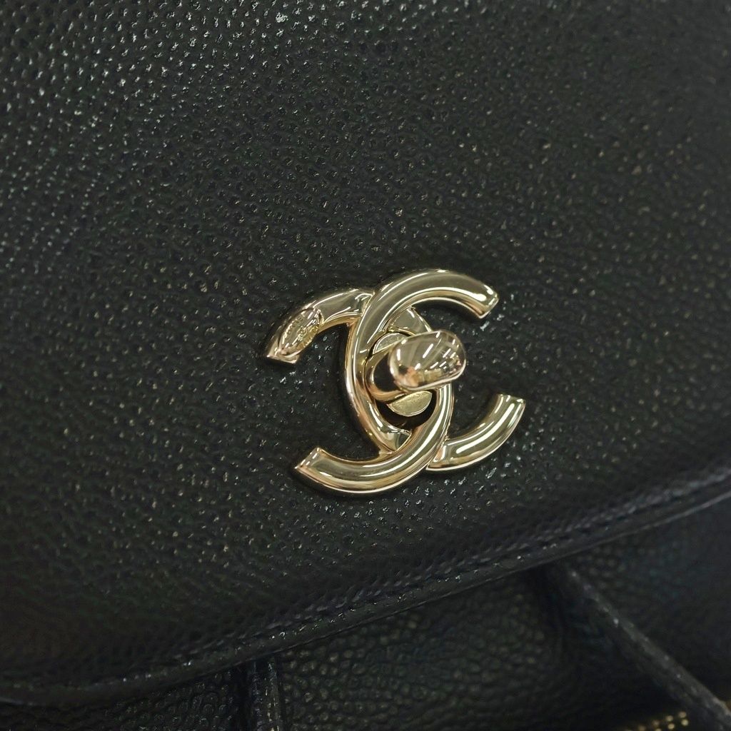 Chanel Quilted Backpack Mini Bag Black Caviar Leather Gold — view 6