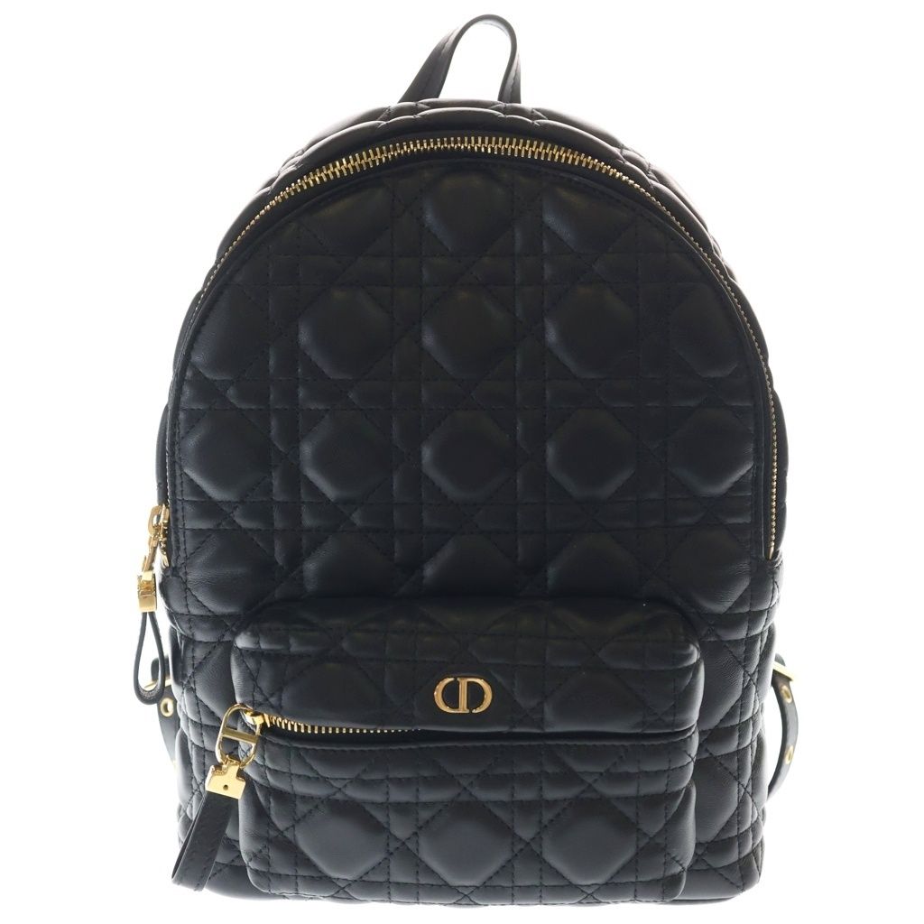 Dior Cannage Backpack Black Leather Gold
