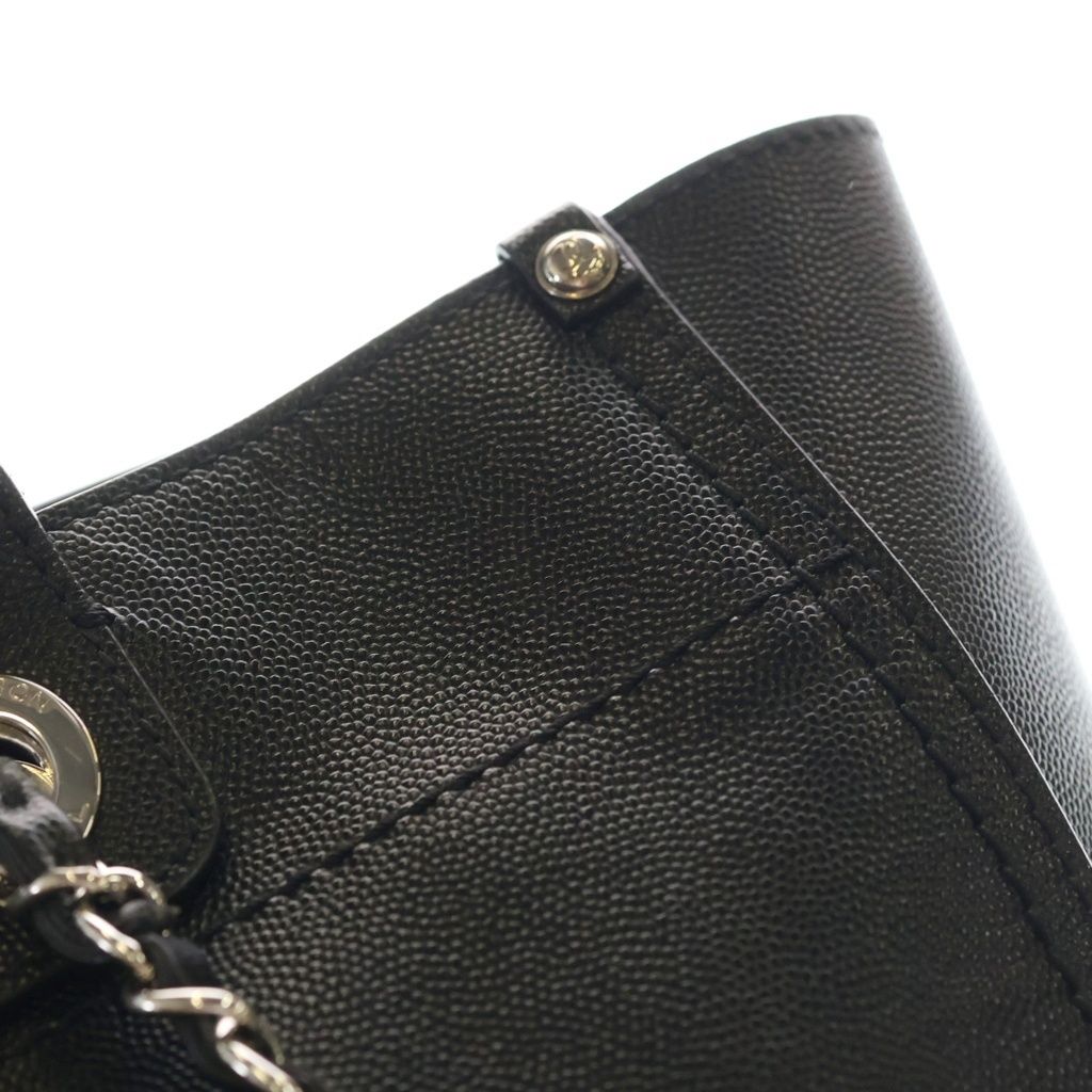 Chanel Deauville MM Chain Tote Shoulder Bag Black Caviar Leather Silver — view 6