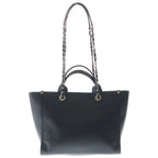 Chanel Deauville MM Chain Tote Shoulder Bag Black Caviar Leather Silver — view 2