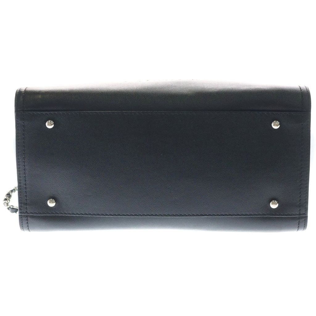 Chanel Deauville MM Chain Tote Shoulder Bag Black Caviar Leather Silver — view 4