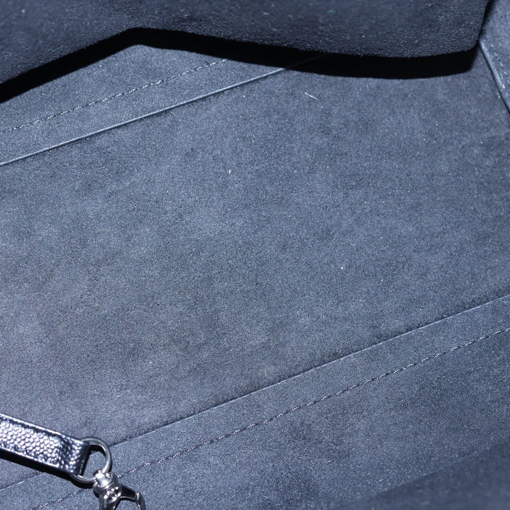 Chanel Deauville MM Chain Tote Shoulder Bag Black Caviar Leather Silver — view 7