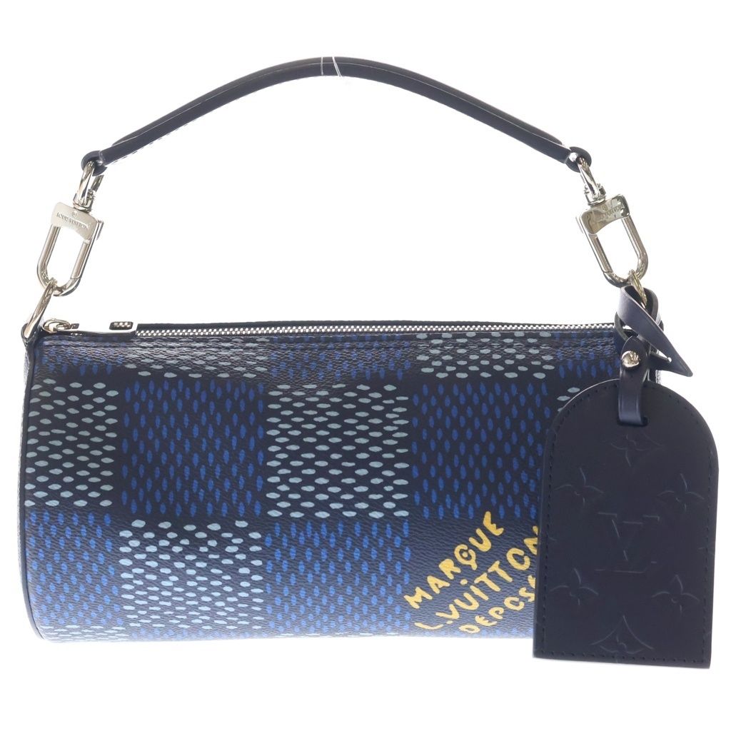 Louis Vuitton Damier Soft Shaw PM Handbag Blue Leather Silver