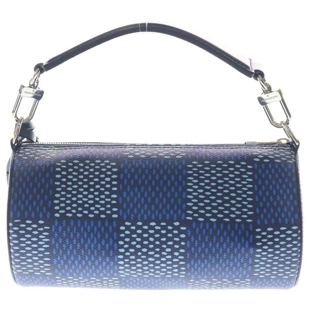 Louis Vuitton Damier Soft Shaw PM Handbag Blue Leather Silver — view 2