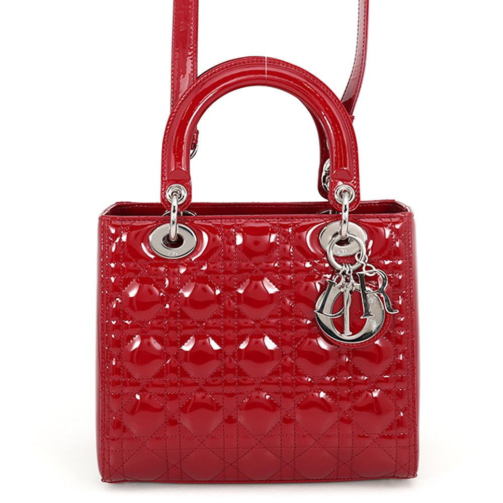 Dior Handbag Lady Cannage Patent 2-Way