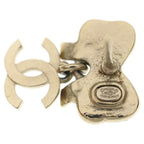 Chanel CC Logo Rhinestone Ribbon Earrings White Gold — view 5
