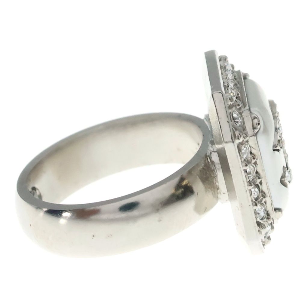 Chanel Ring CC Logo Rhinestone Silver — view 3