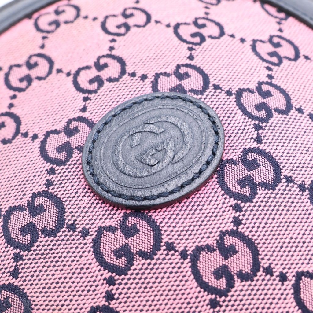 Gucci GG Canvas Round Mini Shoulder Bag Navy Pink Silver — view 6