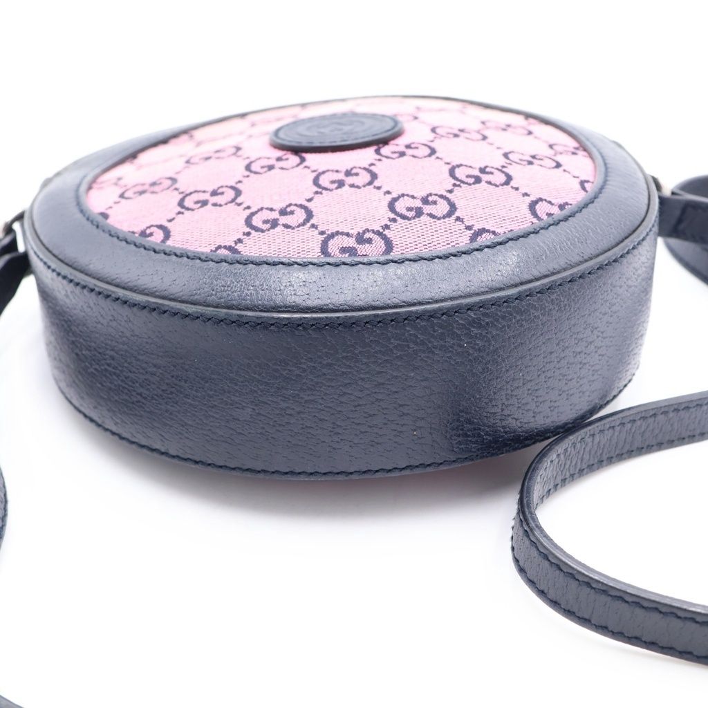 Gucci GG Canvas Round Mini Shoulder Bag Navy Pink Silver — view 4