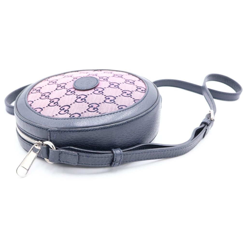 Gucci GG Canvas Round Mini Shoulder Bag Navy Pink Silver — view 3