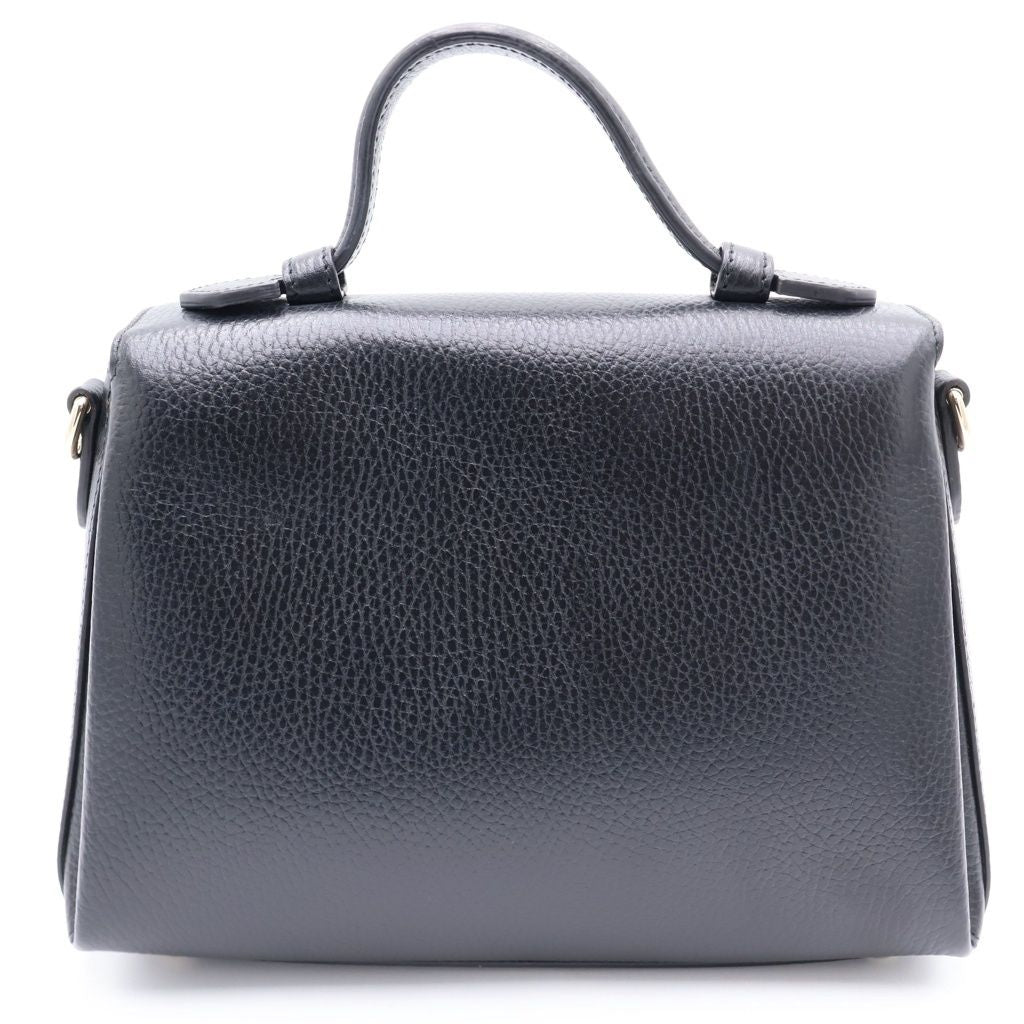 Gucci Interlocking 2-Way Shoulder Bag Black Leather Gold — view 2