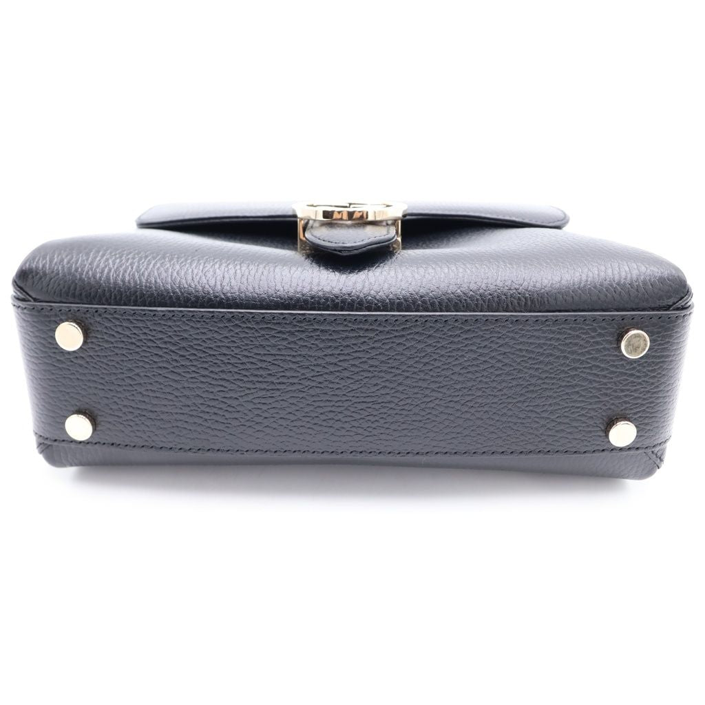 Gucci Interlocking 2-Way Shoulder Bag Black Leather Gold — view 4