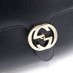 Gucci Interlocking 2-Way Shoulder Bag Black Leather Gold — view 6
