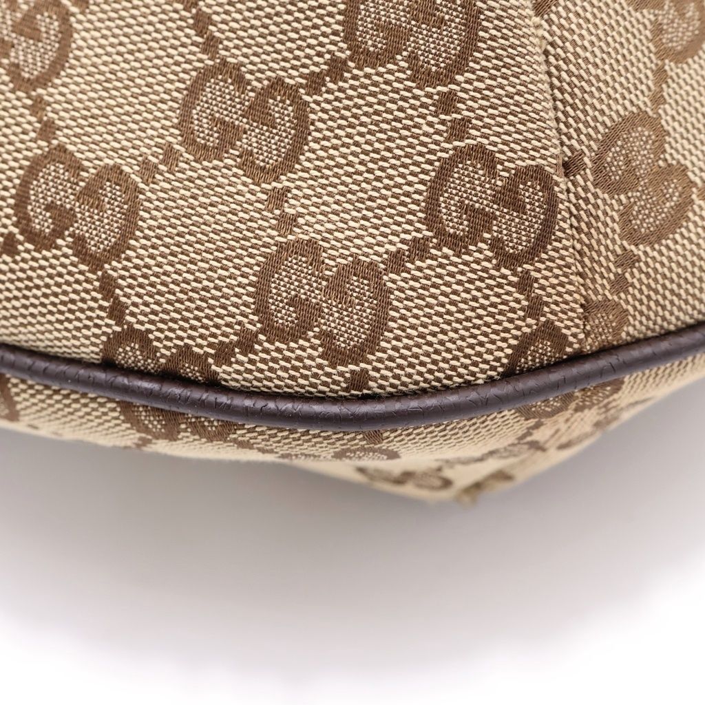 Gucci GG Canvas Shoulder Bag Brown Leather Silver — view 5