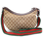 Gucci GG Canvas Shoulder Bag Brown Leather Silver — view 2