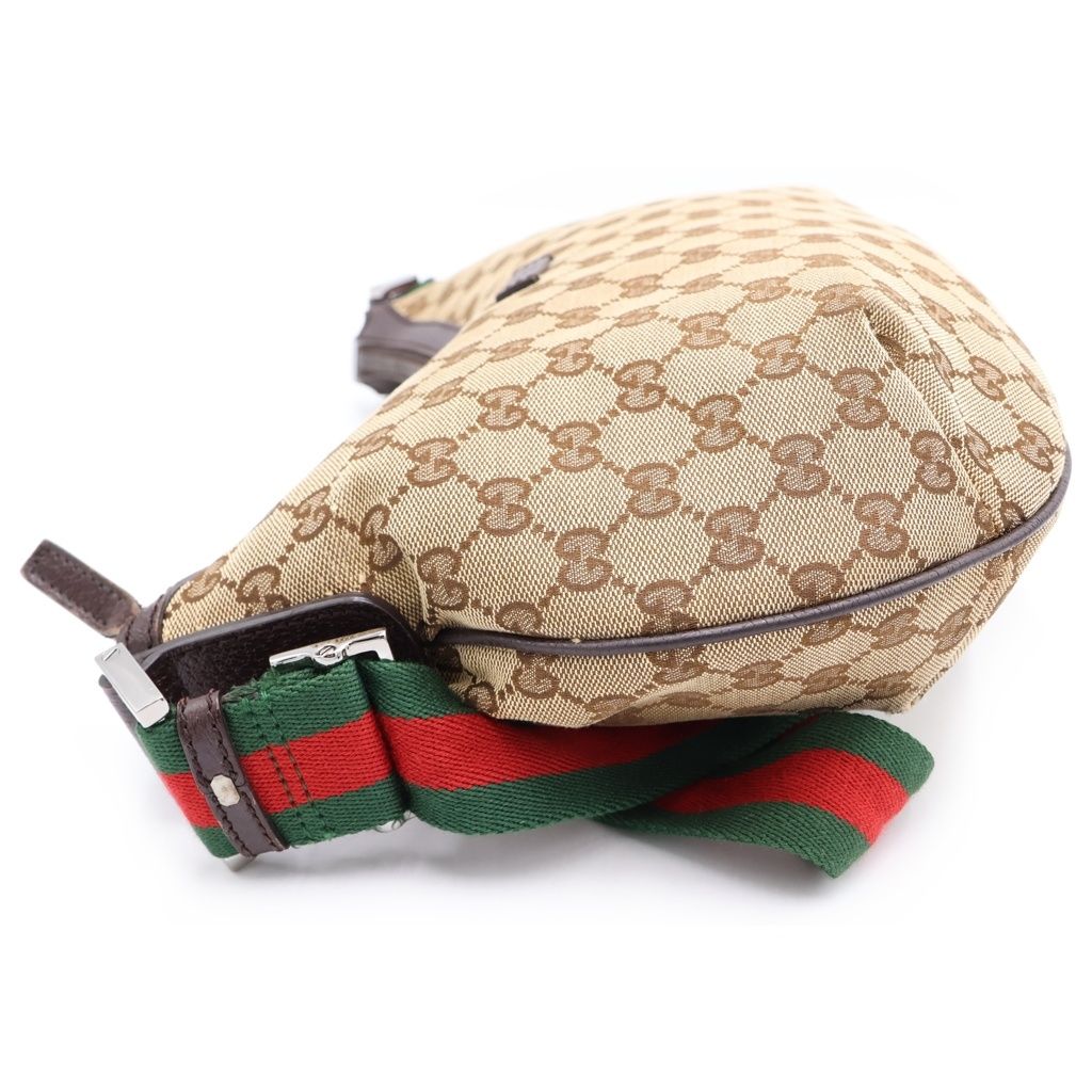 Gucci GG Canvas Shoulder Bag Brown Leather Silver — view 3