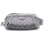 Gucci Double Di Belt Bag Khaki Gray GG Canvas Silver — view 4