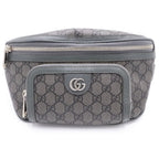 Gucci Double Di Belt Bag Khaki Gray GG Canvas Silver