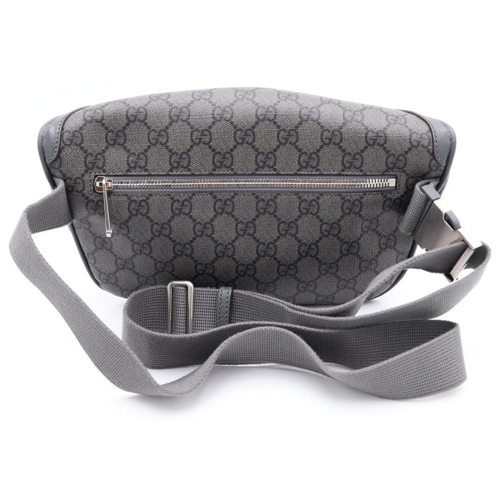 Gucci Double Di Belt Bag Khaki Gray GG Canvas Silver — view 2
