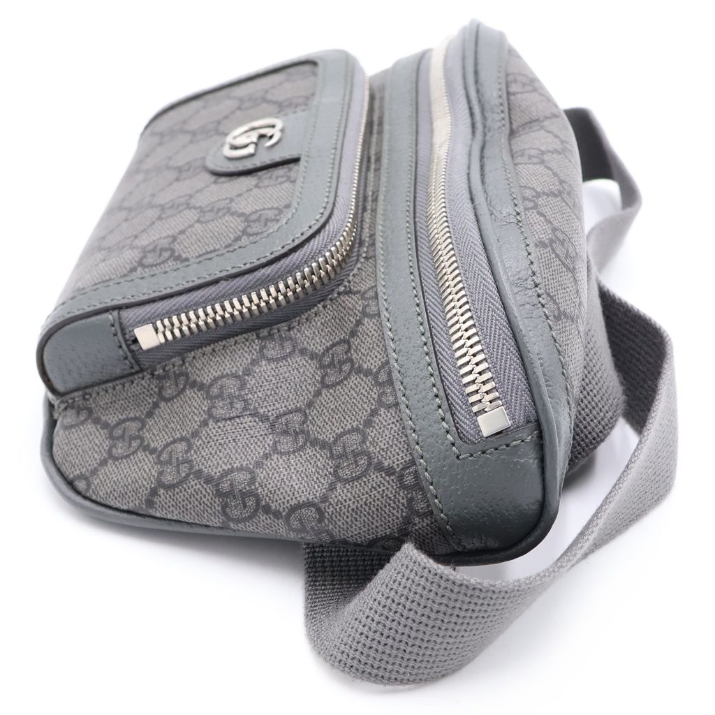 Gucci Double Di Belt Bag Khaki Gray GG Canvas Silver — view 3