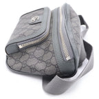 Gucci Double Di Belt Bag Khaki Gray GG Canvas Silver — view 3