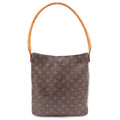 Louis Vuitton Monogram Looping GM Tote Brown Leather Gold