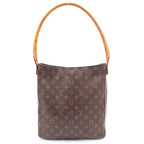 Louis Vuitton Monogram Looping GM Tote Brown Leather Gold
