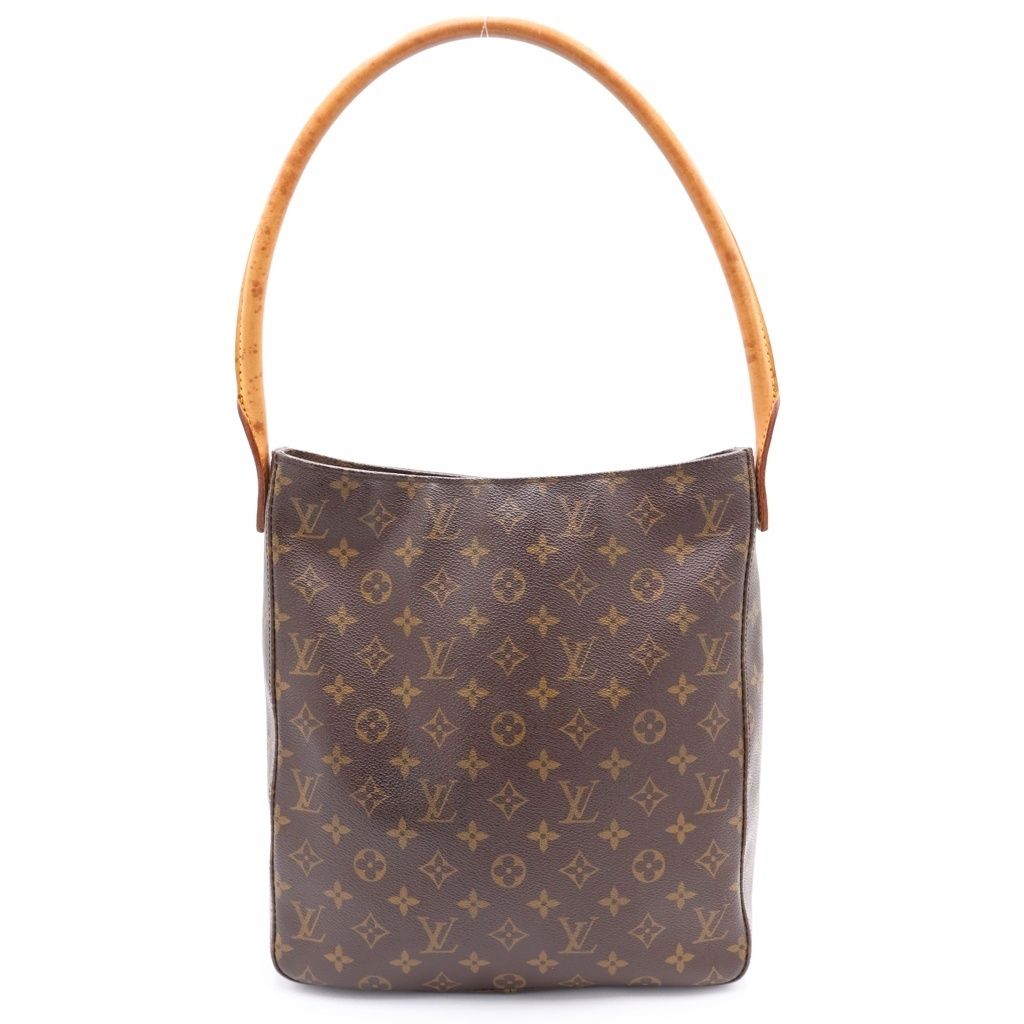 Louis Vuitton Monogram Looping GM Tote Brown Leather Gold