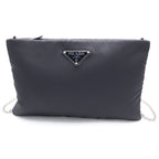 Prada Nylon Chain Shoulder Bag Silver Black