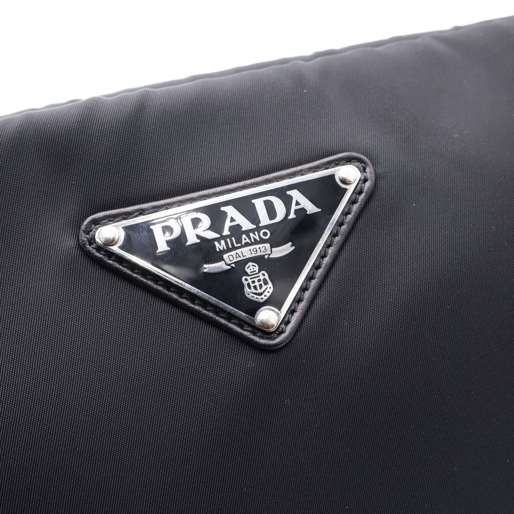 Prada Nylon Chain Shoulder Bag Silver Black — view 6