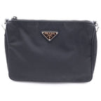 Prada Re-Nylon Shoulder Bag Nylon Triangle Logo Pouch With Shoulder Black