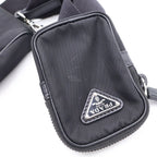 Prada Re-Nylon Shoulder Bag Nylon Triangle Logo Pouch With Shoulder Black — view 6