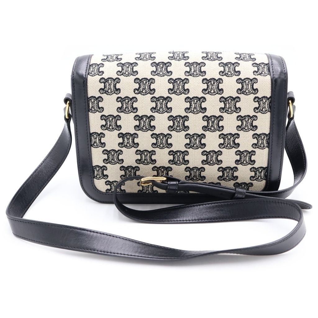 Celine Teen Triomphe Tee Canvas Shoulder Bag Gold Black — view 2