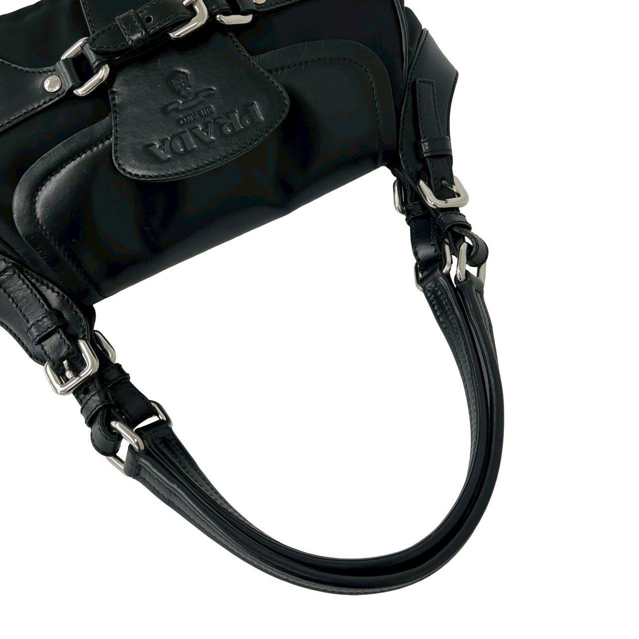 Prada Leather Tessuto One Shoulder Bag Mini Black — view 4