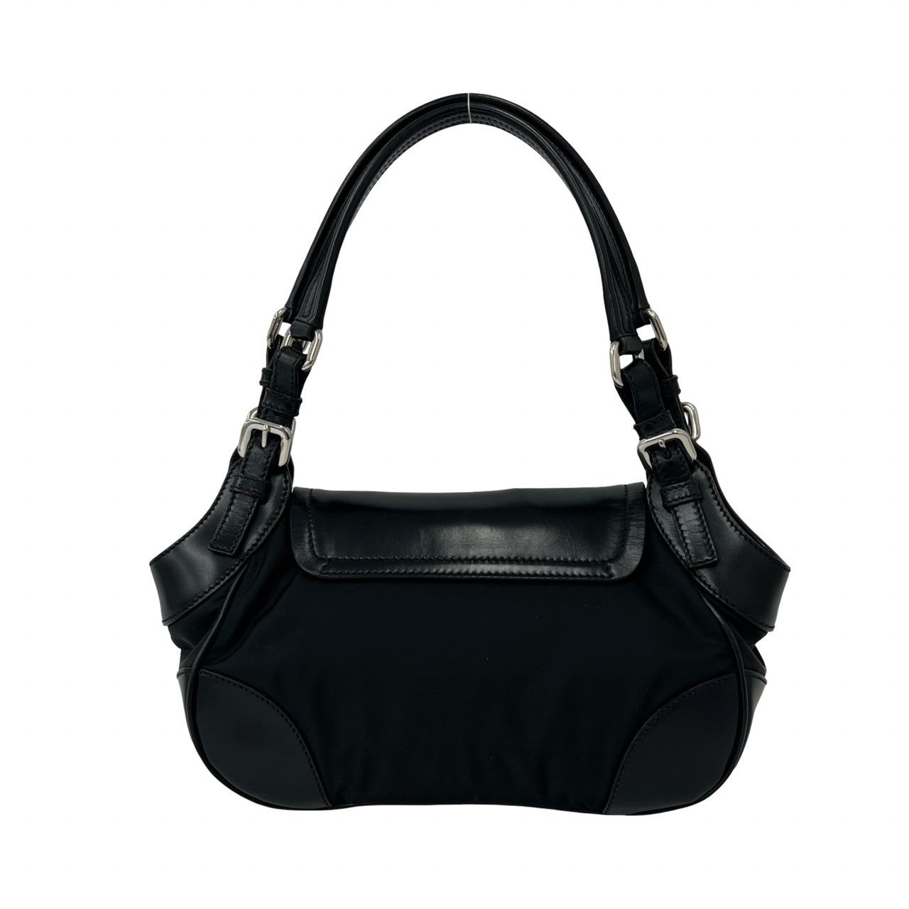 Prada Leather Tessuto One Shoulder Bag Mini Black — view 3