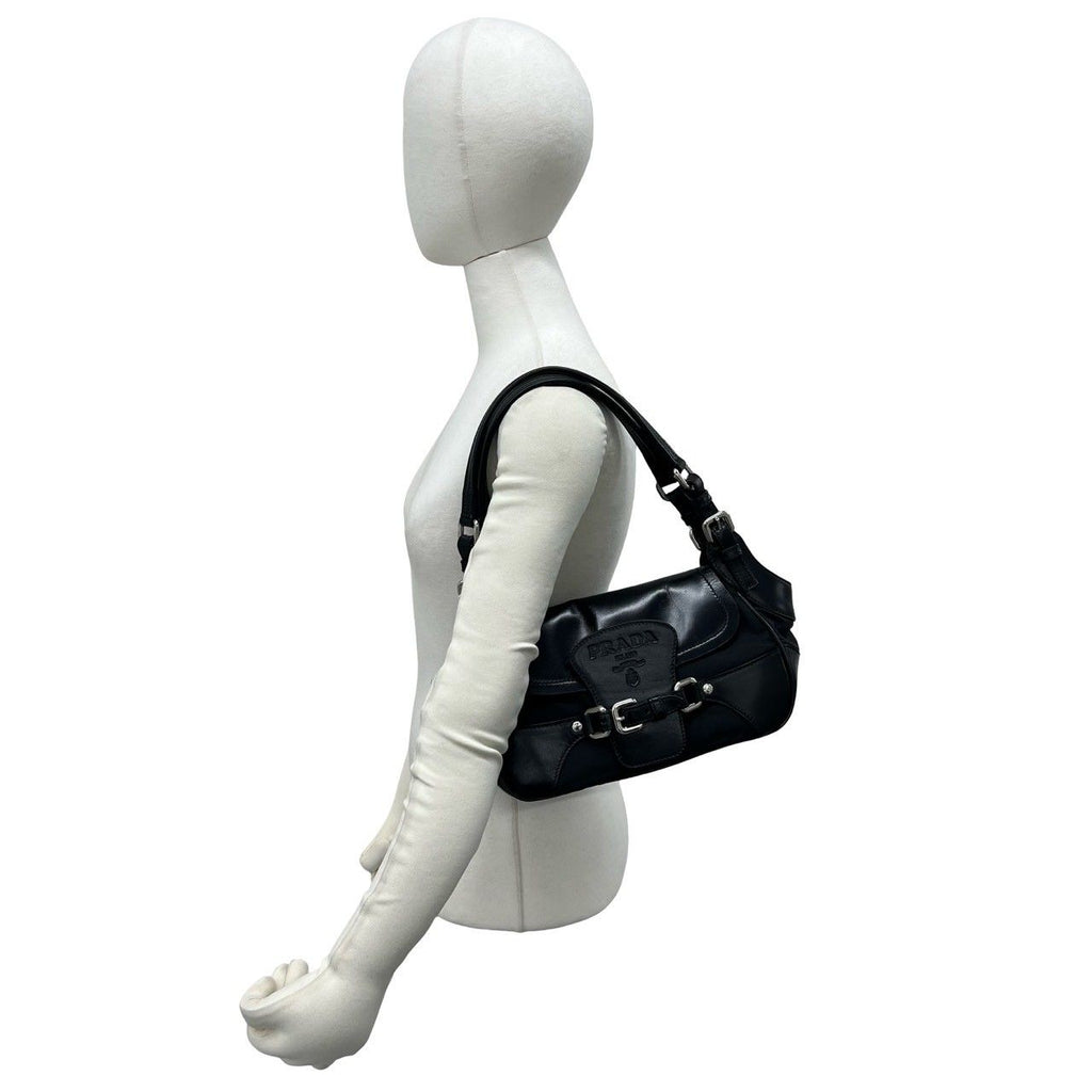 Prada Leather Tessuto One Shoulder Bag Mini Black — view 2