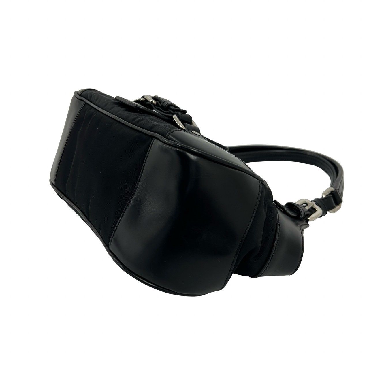 Prada Leather Tessuto One Shoulder Bag Mini Black — view 8