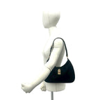 Prada Logo Tessuto Nylon Leather Shoulder Bag Black — view 2